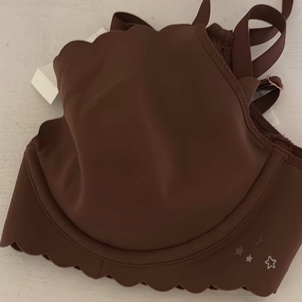 Aerie Tan Scalloped Edge Bra